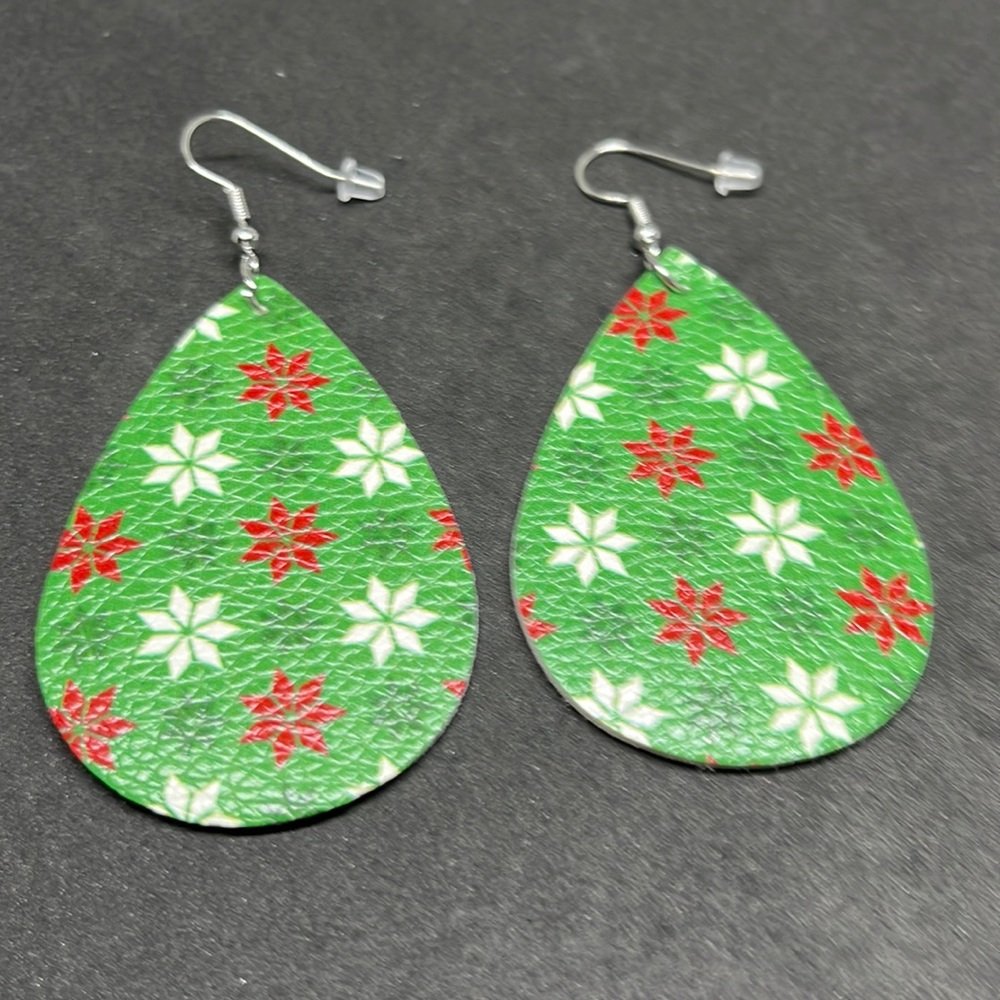 Earrings Christmas vegan leather